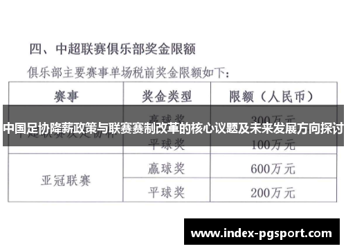 中国足协降薪政策与联赛赛制改革的核心议题及未来发展方向探讨